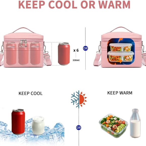 Insulated Lunch Bag for Women Adult Lunch Box Lightweight Waterproof Lunchbox So - Picture 2 of 6